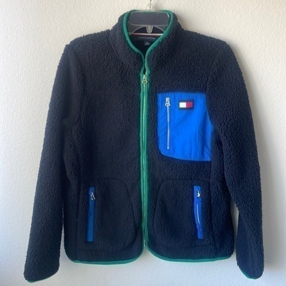 Tommy Hilfiger Jackets & Blazers - Tommy Hilfiger coat jacket cozy softgirl navy with red and green trim Small